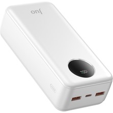 Juo 30000MAH 22.5W Dijital LED Ekranlı Taşınabilir Hızlı Şarj Cihazı Powerbank Beyaz