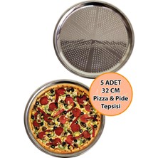 Nishev.com Evini Sev 5 Adet Delikli Pizza Tepsisi Lahmacun Pide Tepsisi 32CM