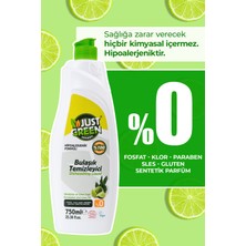 Just Green Organic Bitkisel Elde Bulaşık Deterjanı Okaliptüs Ve Lime Yağlı, %100 Doğal,bitkisel Ve Ferah Temizlik 750ml