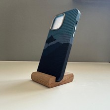 Luxury Aksesuar Apple iPhone 15 Pro Premium Desenli Magsafe Özellikli Karbon Fiber Koruyucu Kılıf