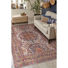 Artloop Blues Vintage Desenli Dokuma Taban Dekoratif Renkli Halı Al 430