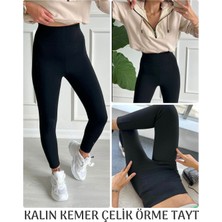 Gng Basic Kadın Siyah Yüksek Bel Çelik Kumaş Tayt