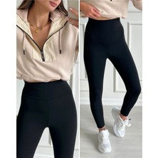 Gng Basic Kadın Siyah Yüksek Bel Çelik Kumaş Tayt