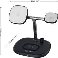 4’ü 1 Arada Kablosuz Şarj İstasyonu - Telefon, Saat, AirPods ve Kalem İçin