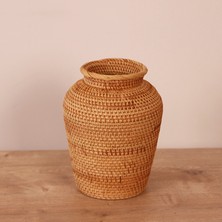 Zeyla El Yapımı Rattan Mini Vazo & Çiçeklik (16X20CM)