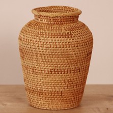 Zeyla El Yapımı Rattan Mini Vazo & Çiçeklik (16X20CM)