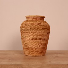 Zeyla El Yapımı Rattan Mini Vazo & Çiçeklik (16X20CM)