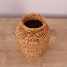 Zeyla El Yapımı Rattan Mini Vazo & Çiçeklik (16X20CM)