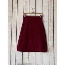 Küçüğüm Butik Bordo Kaşe Kısa Etek