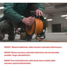 Stanley Metal Makaralı Seyyar %100 Bakır Kablo 4 Prizli Kapaklı Uzatma Kablosu 3x2.5 mm H05VV-F 25 Metre