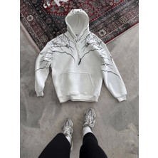 Adisia Yıldırım Baskılı Kapşonlu Sweatshirt - Beyaz