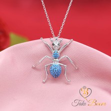 Turkuaz Taşlı Karınca Gümüş Kolye