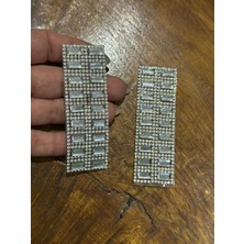 Gönülden Tasarım 2 Adet Ütü Ile Yapışan Kesilebilir Gümüş Renk Taşlı Apolet Arma Set 9x3 cm