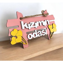 Sayılı Collection Ahşap Kapı ve Duvar Süsü Renkli Kızımın Odası Yazısı Çocuklar Için Hediyelik (24*14 Cm)