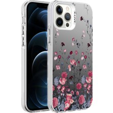 Nova Global Apple iPhone 12 Pro Max Uyumlu Desenli Silver Sert Kapak - Çiçek