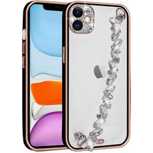 Nova Global Apple iPhone 11 Uyumlu Taş Süslemeli Kamera Korumalı El Tutamaçlı Blazer Kapak - Siyah