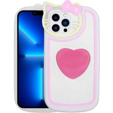 Nova Global Apple iPhone 13 Pro Max Kılıf Kedi Figürlü Transparan Pop Soketli Ritmik Kapak - Pembe Koyu