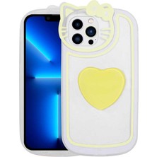 Nova Global Apple iPhone 13 Pro Uyumlu Kedi Figürlü Transparan Pop Soketli Ritmik Kapak - Sarı