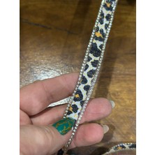Gönülden Tasarım Ütü Ile Yapışan Leopar Taşlı Dekoratif Şerit Bordüz En 1 cm 1 Metre