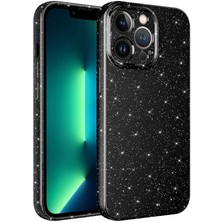 Nova Global Apple iPhone 13 Pro Uyumlu Kamera Korumalı Simli Lüks Koton Kapak - Siyah