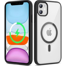 Nova Global Apple iPhone 11 Uyumlu Magsafe Wireless Şarj Özellikli Silikon Ege Kapak - Siyah