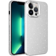 Nova Global Apple iPhone 13 Pro Max Uyumlu Kamera Korumalı Simli Lüks Koton Kapak - Beyaz