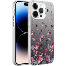 Nova Global Apple iPhone 14 Pro Uyumlu Desenli Silver Sert Kapak - Çiçek