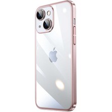 Nova Global Apple iPhone 14 Plus Uyumlu Sert Pc Renkli Çerçeveli Riksos Kapak - Rose Gold