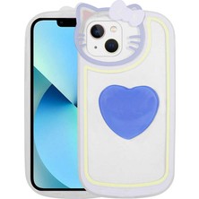 Nova Global Apple iPhone 13 Uyumlu Kedi Figürlü Transparan Pop Soketli Ritmik Kapak - Mavi