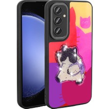 Nova Global Galaxy A14 Kılıf Parlayan Kabartmalı Ikonik Figürlü Amas Silikon Kapak - Mor