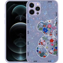 Nova Global Apple iPhone 13 Pro Uyumlu Desenli Sert Silikon Mumila Kapak - Lilac Bear