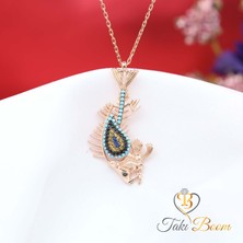 Renkli Taşlı Nazar Boncuklu Pirana Iskeleti Balık Gümüş Kolye