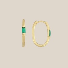 Altıntaş Yeşil Baget Taşlı Ataş Altın Küpe