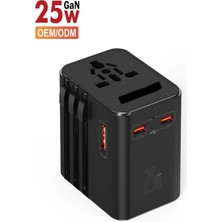 ÇELİKWORK Fc-21 25W Global Seyahat Şarj Aleti - 1 Usb-A, 2 Type-C, 1 Ac Priz Adaptörü Çoğaltıcı