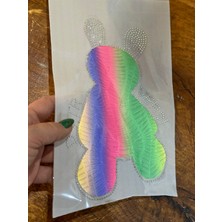Gönülden Tasarım Ütü Ile Yapışan Renkli Taşlı Ayı Arma Transfer Baskı 24X16 cm