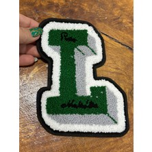 Gönülden Tasarım Dokuma Yeşil Beyaz L Harfi Arma Dikiş Aplike 16X13 cm