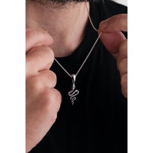 TMT Silver Gümüş Yılan Figürlü Erkek Kolye