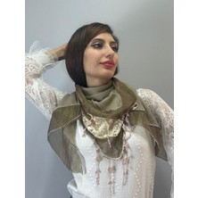 Gönülden Tasarım Triko Dantelli Tasarım Kadın Fular Şal 140X100 cm