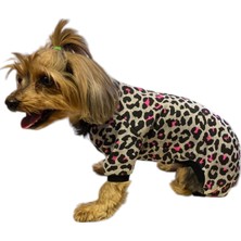 Miniş Pink Leopard Sweatshirt Küçük Irk Köpek Tulumu