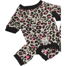 Miniş Pink Leopard Sweatshirt Küçük Irk Köpek Tulumu