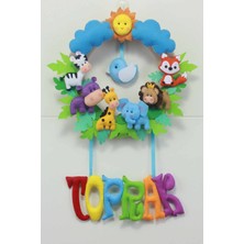 Renkli Hayallerim Toprak Isimli Safari Bebek ve Hastane Odası Kapı Süsü