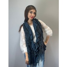 Gönülden Tasarım Fırfırlı Desenli Triko Kadın Fular Şal 150X35 cm