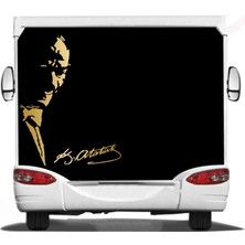 Sticker Usta Atatürk Mustafa Kemal ve Imza Sticker Araba Oto Motosiklet Karavan Sticker Etiket 00627