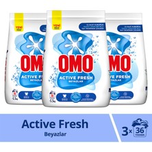 Omo Active Fresh Toz Çamaşır Deterjanı Beyazlar İçin En Zorlu Lekeleri İlk Yıkamada Çıkarır 5,5 KG  x3