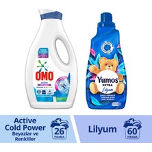 Omo Sıvı Deterjan Active Beyazlar ve Renkliler 1690 ml x1 + Yumoş Yumuşatıcı Lilyum 1440 ml x1