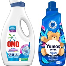 Omo Sıvı Deterjan Active Beyazlar ve Renkliler 1690 ml x1 + Yumoş Yumuşatıcı Lilyum 1440 ml x1