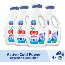 Omo Sıvı Deterjan Active Beyazlar ve Renkliler 1690 ml x4