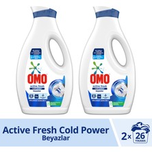 Omo Sıvı Çamaşır Deterjanı Active Fresh Beyazlar Için Leke Çıkarıcı 1690 ml X2