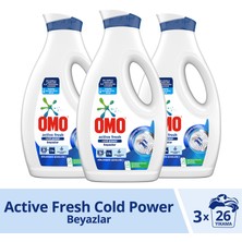 Omo Sıvı Çamaşır Deterjanı Active Fresh Beyazlar İçin Leke Çıkarıcı 1690 ml x3