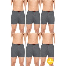 Cnt Erkek 6'lı Penye Düğmeli Rahat Karışık Boxer - Özel Premium Paketinde